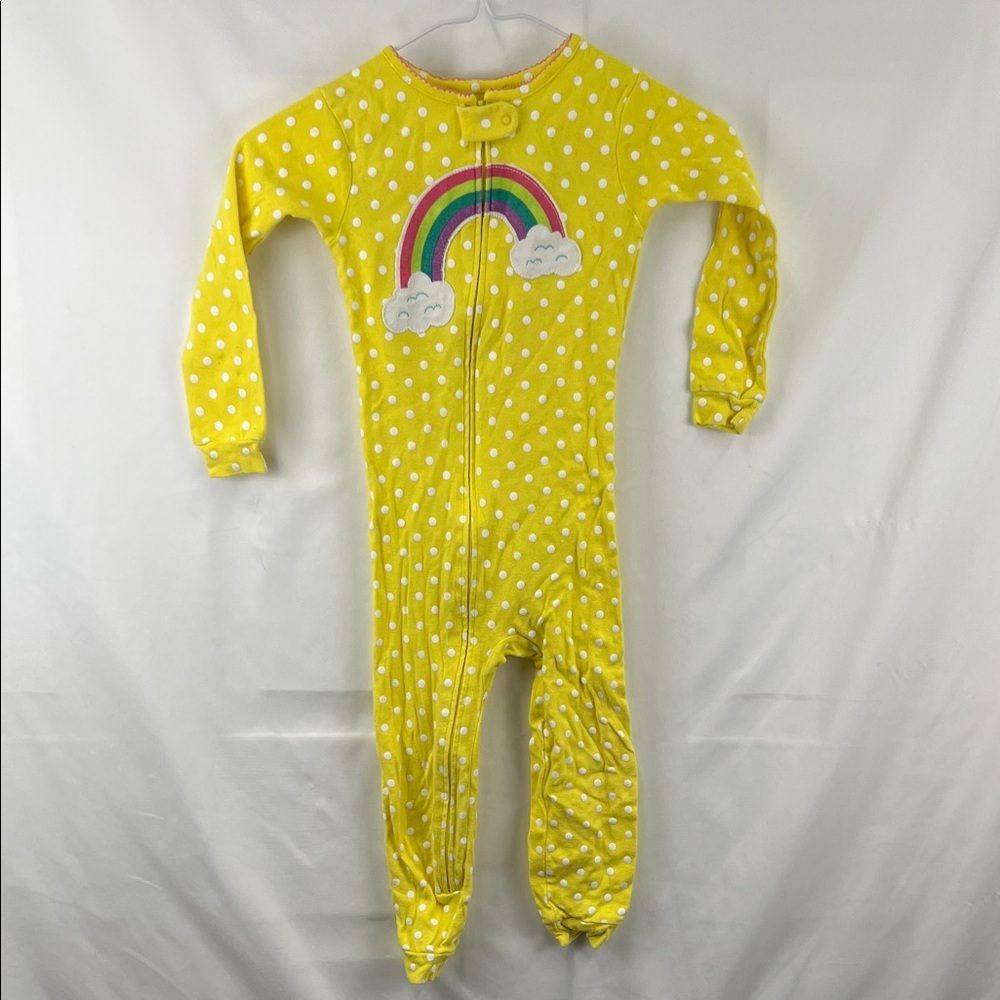 Simple Joy - Girl’s Sleep n Play - Size 4t - Yellow and White Dot - Rainbow